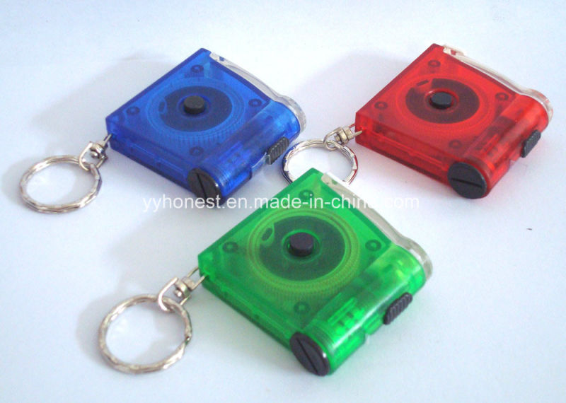 Promotion Plastic Mini Tape Measure Keyring with LED Light