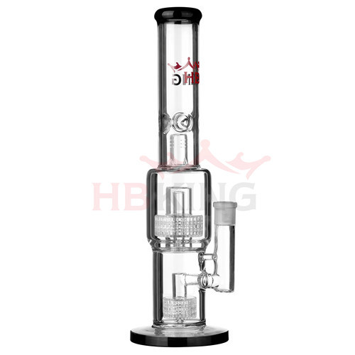 2016 Top Selling Hbking Glass Water Pipe Double Birdcage Perc Smoking Pipe Mathematix Glass Straight Tube Glass Water Pipe