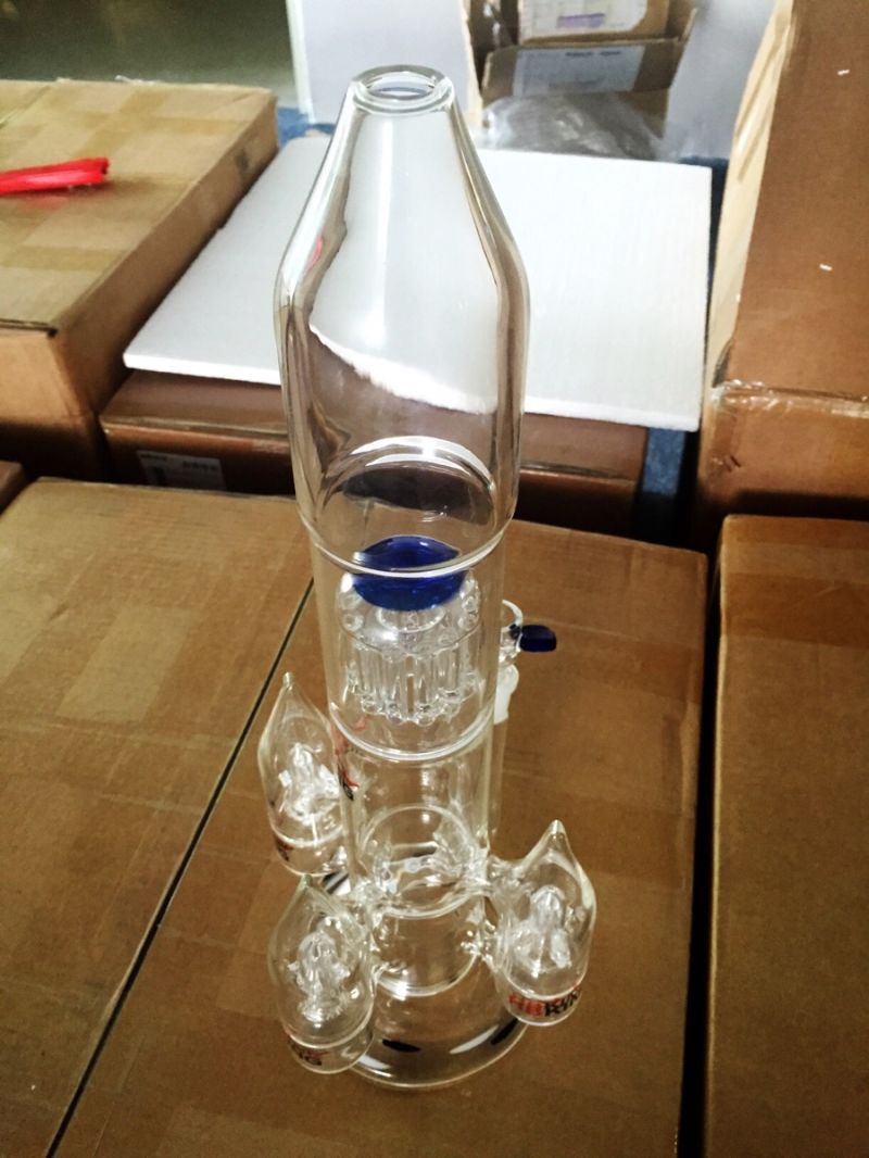 Rocket Shape Arm Tree Grand Glass Water Pipe Smoking Pipe Perc Multi Percolator Smoking Pipe Wholesale Price