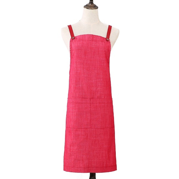 Red Washed Denim Fashion Ladies Workwear Full Bib Apron (RS-170301C)