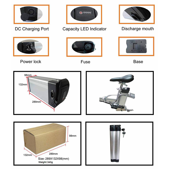 36V 10ah Rechargeable Lithium 18650 Li Ion Battery for E-Bikes