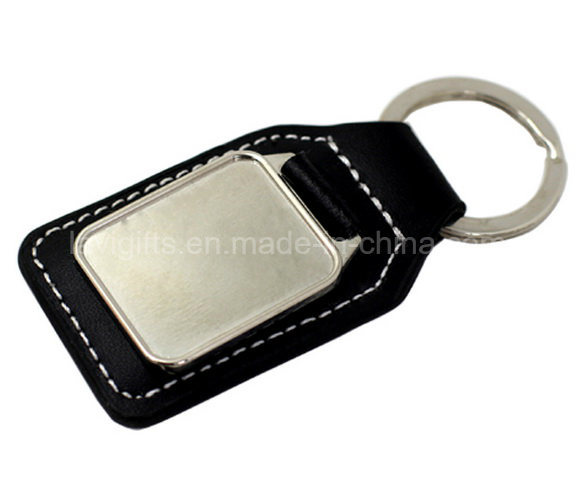 Good Quality PU Leather Keychain with Sewing Logo