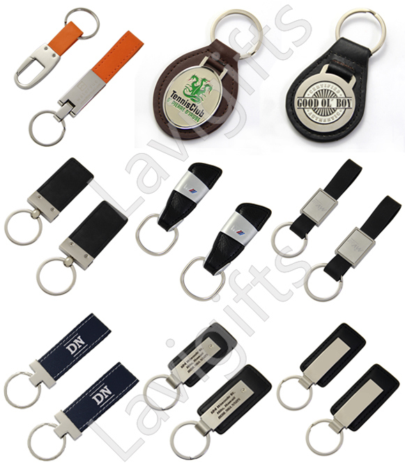 Good Quality PU Leather Keychain with Sewing Logo