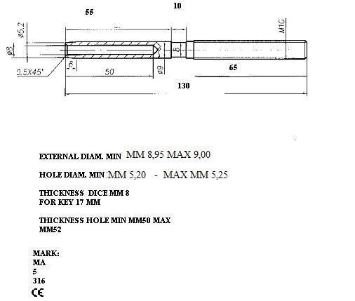 Stainless Steel Swage Stud Terminal Wire Rope Threaded End