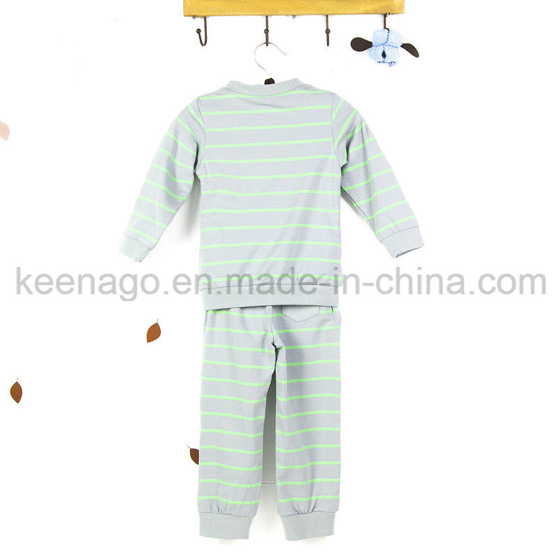 Boys Organic Cotton Long Sleeve Striped Sleepwear Suit Pajamas