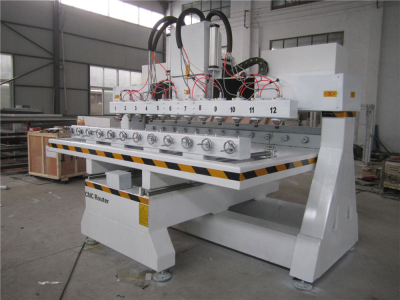 4 Axis Multi-Heads Table Moving with Rotary Axis CNC Router