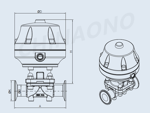 Pneumatic Operated Flange Diaphragm Valves