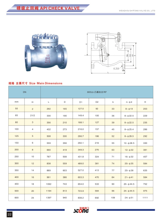 ANSI API Cast Steel 600lb Swing Check Valve