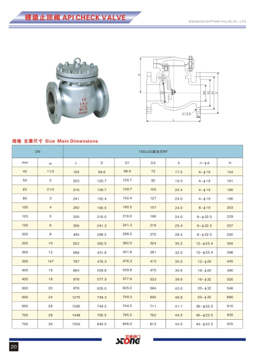 ANSI API Bolted Bonnet Carbon Steel Wcb Swing Check Valve