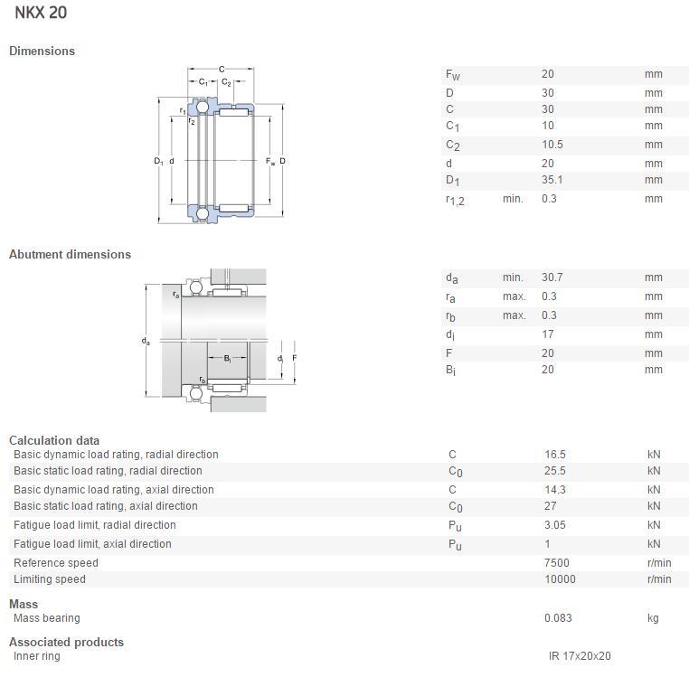 Nkx20z Combined Needle Roller Bearing Nkx20 Nkx15 Nkx50