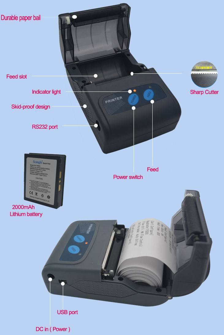 Factory Price Bluetooth Printer Hight Quality Mobile Printer