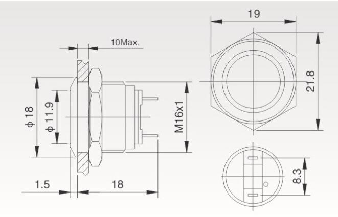 High Quality 16mm Momentary Stainless Steel Push Button Switch