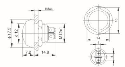 Screw Terminal Dome Metal Push Button Switch