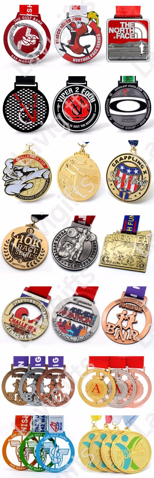 Wholesale Unique Cheap Zinc Alloy Custom Craft 3D Round Promotion Souvenir Sport Award Gold Metal Sport Blank Medal with Printing Sticker Inserts Logo