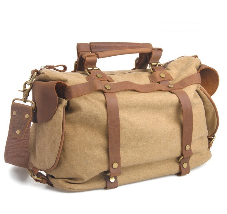 Canvas Leather American Travel Style Sport Leisure Duffle Bag (RS-1801)