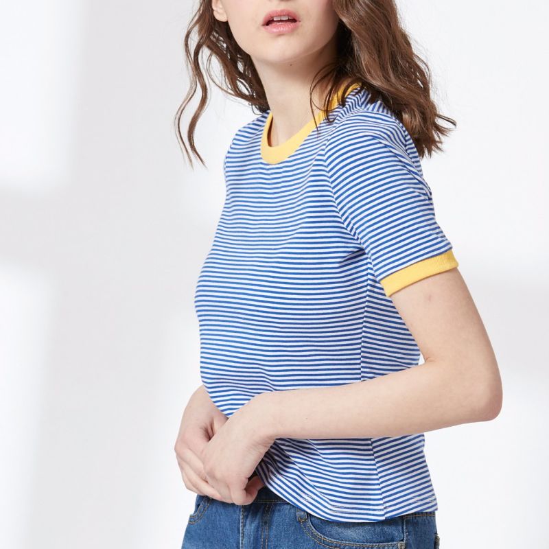 Ladies Fashion Leisure Stripe Preppy T-Shirt