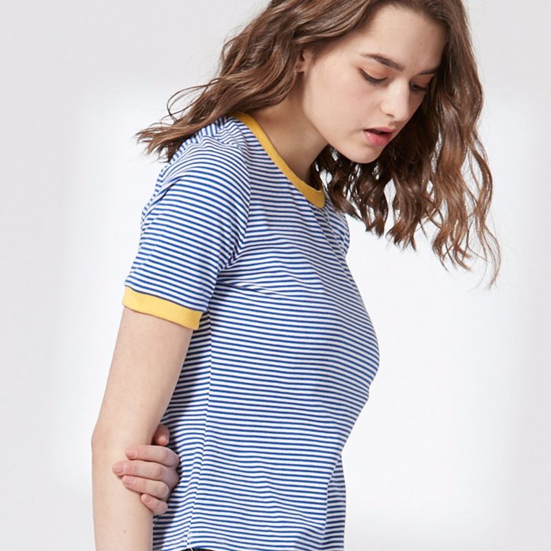 Ladies Fashion Leisure Stripe Preppy T-Shirt