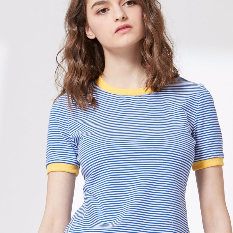 Ladies Fashion Leisure Stripe Preppy T-Shirt