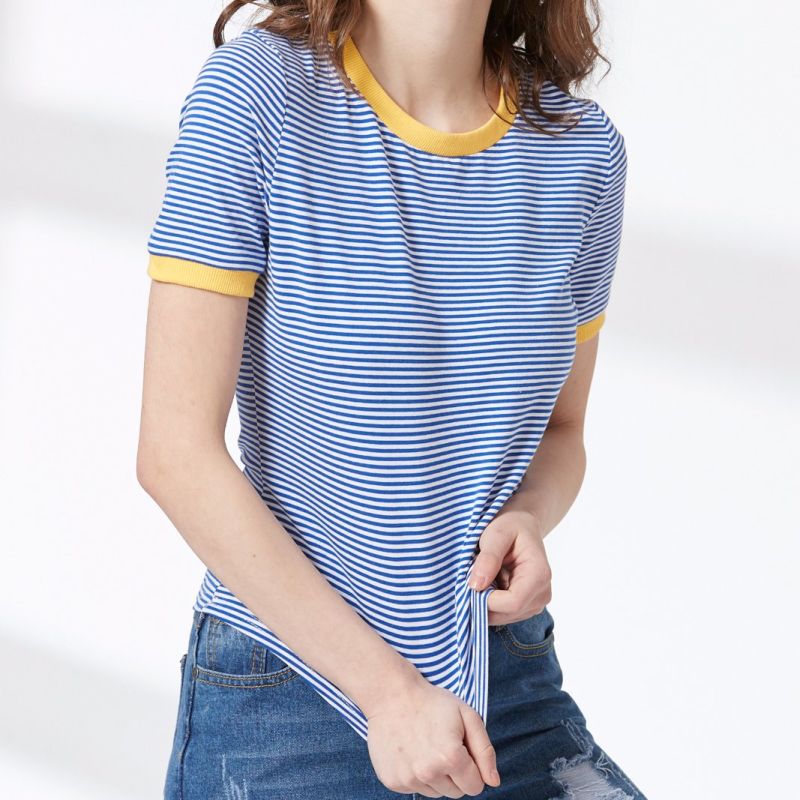 Ladies Fashion Leisure Stripe Preppy T-Shirt