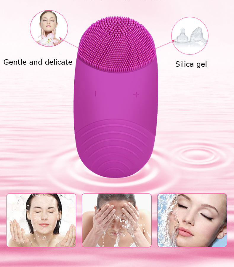 Cordless Silicone Vibration Facial Cleaner Brush