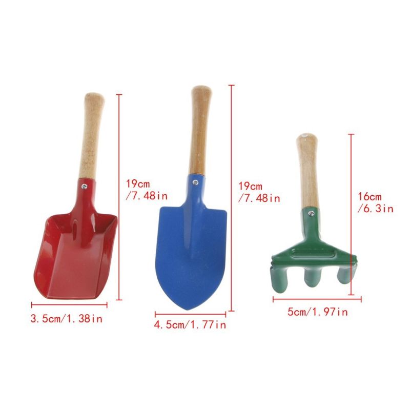 3PCS Kid Children Trowel Rake Shovel Beach Toy Mini Garden Tools Set