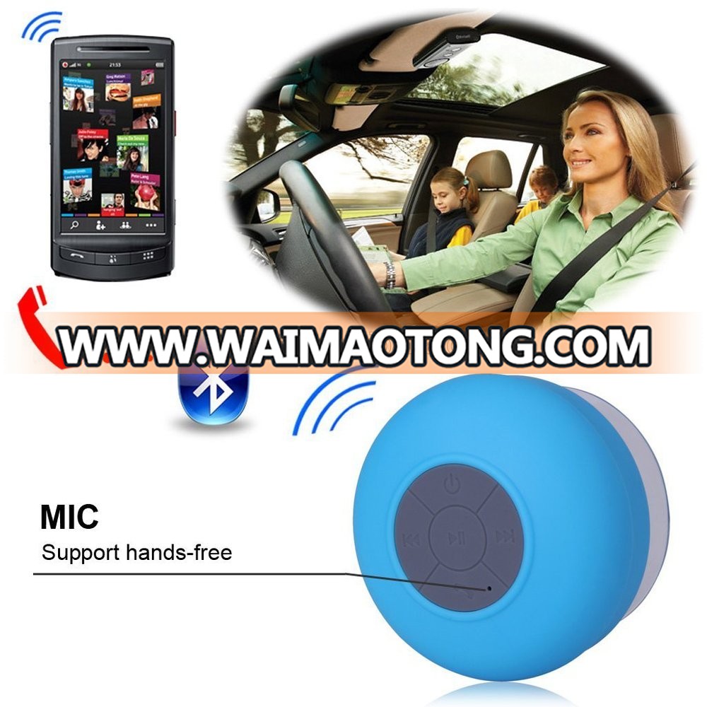 waterproof mini bts speaker with suction cup, low price wireless bts speaker with built-in mic