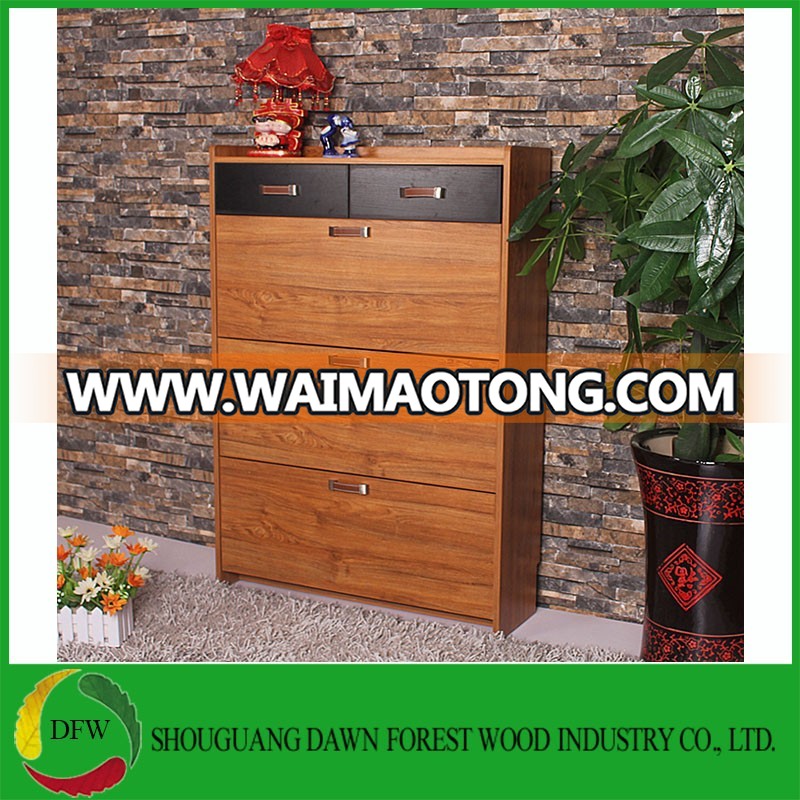 Hot sale melamine 3 drop door wooden shoe cabinet