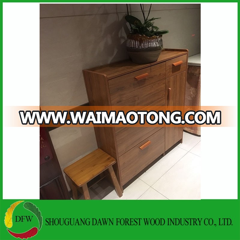 Hot sale melamine 3 drop door wooden shoe cabinet