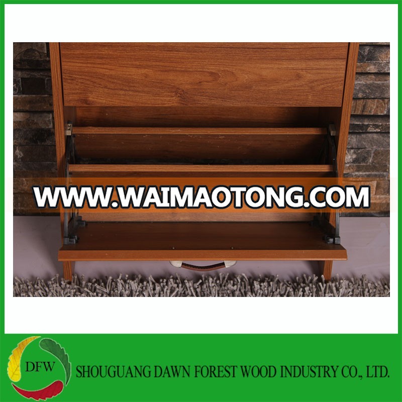 Hot sale melamine 3 drop door wooden shoe cabinet