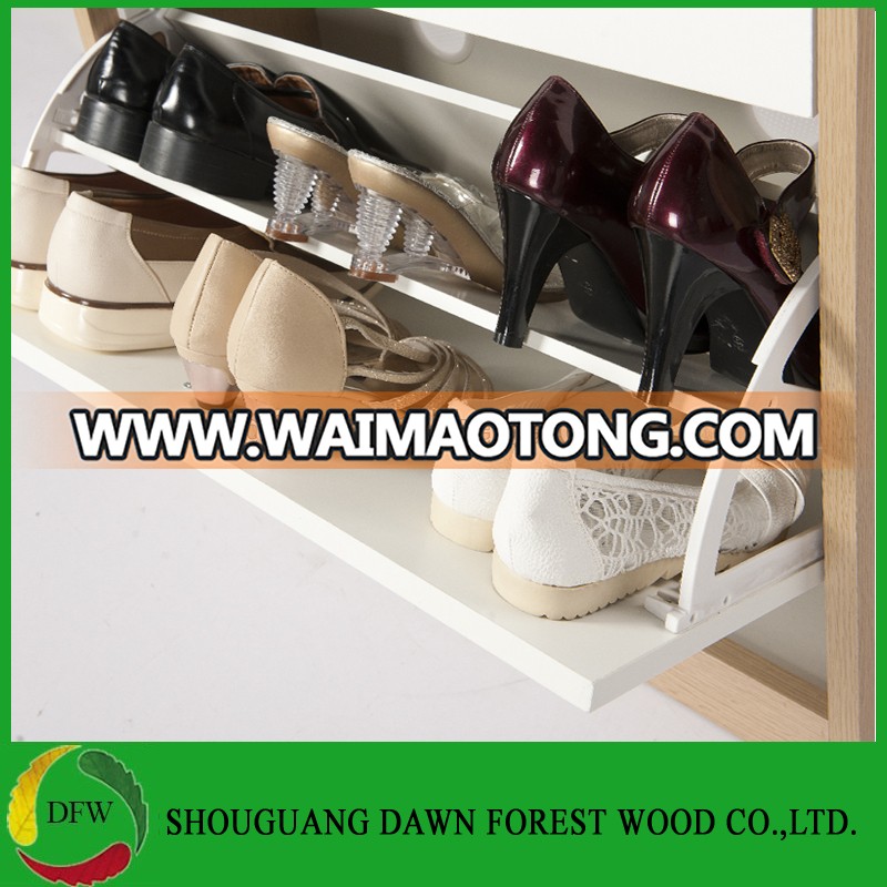 Morden style shoe cabinet in melamine wooden board material simple 3 Layer Melamine Shoes Cabinet