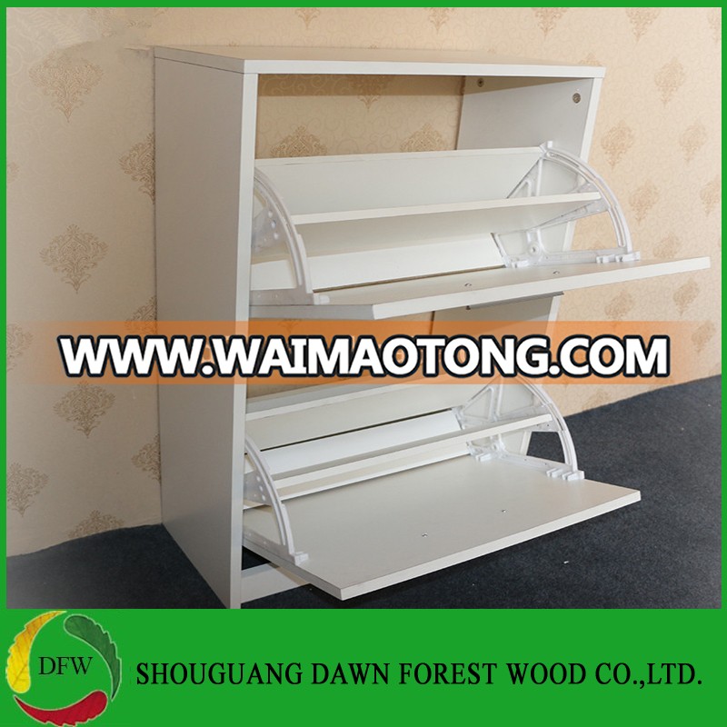 Morden style shoe cabinet in melamine wooden board material simple 3 Layer Melamine Shoes Cabinet