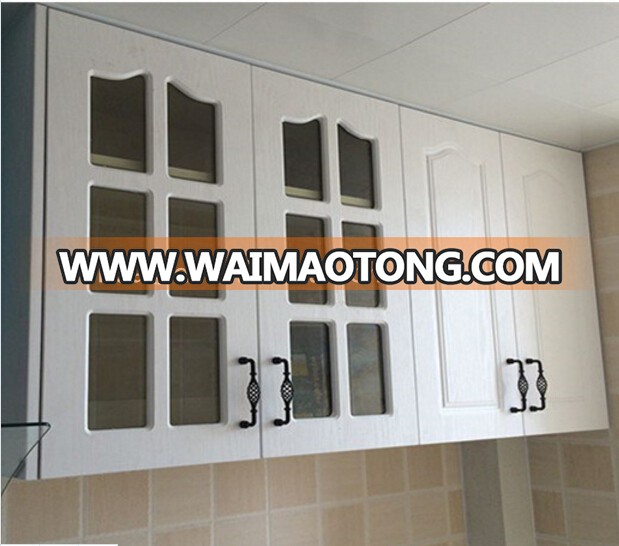 PVC faced MDF Kitchen Cabinet Doors with glass(customized)