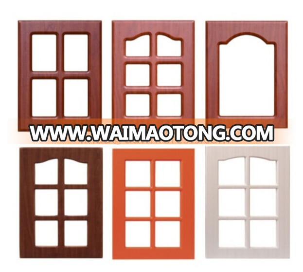 PVC faced MDF Kitchen Cabinet Doors with glass(customized)