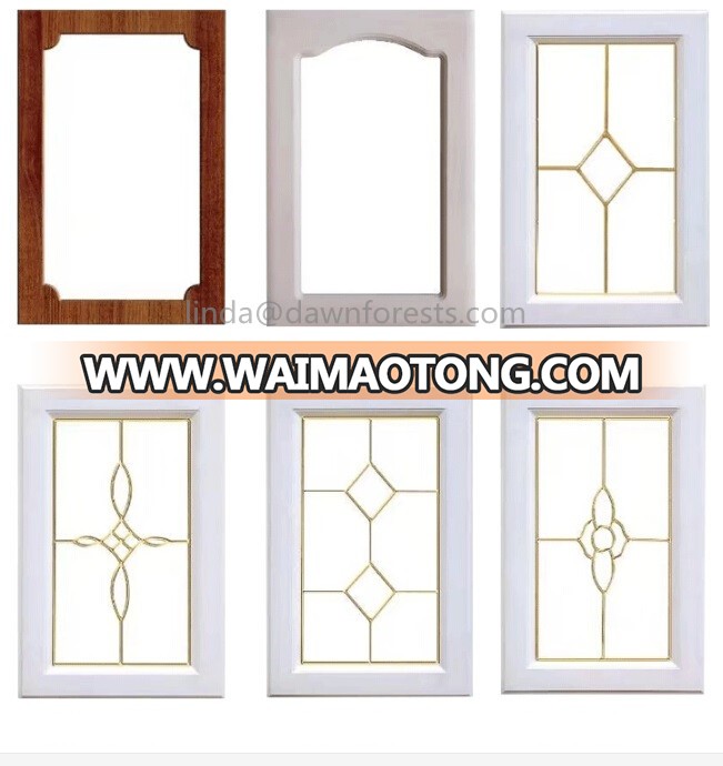 PVC faced MDF Kitchen Cabinet Doors with glass(customized)