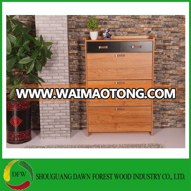 melamine 3 drop door wooden shoe cabinet